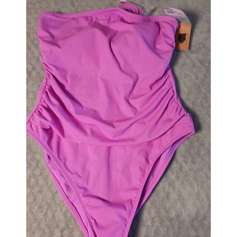 Shade And Shore Pink Swim Suit NWT L(10-12) High Legs ( Cheeky) Built-in Bra
